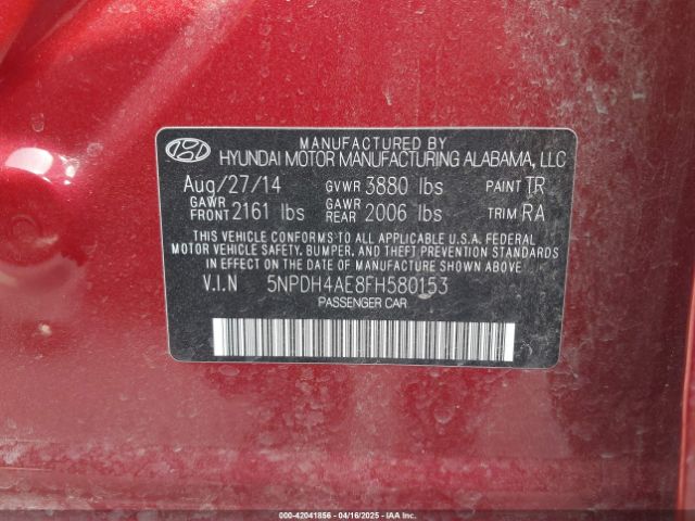 5NPDH4AE8FH580153 Hyundai ELANTRA SE