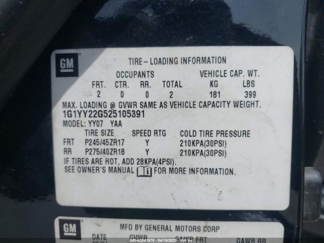 2002 CHEVROLET CORVETTE 1G1YY22G525105391 Photo 8