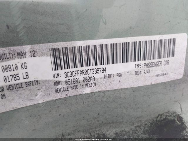 2012 FIAT 500 3C3CFFAR0CT339784 Photo 8