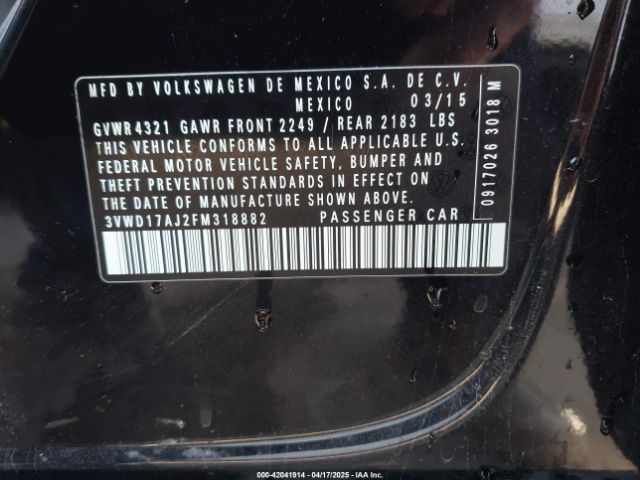 3VWD17AJ2FM318882 Volkswagen Jetta 1.8t Se