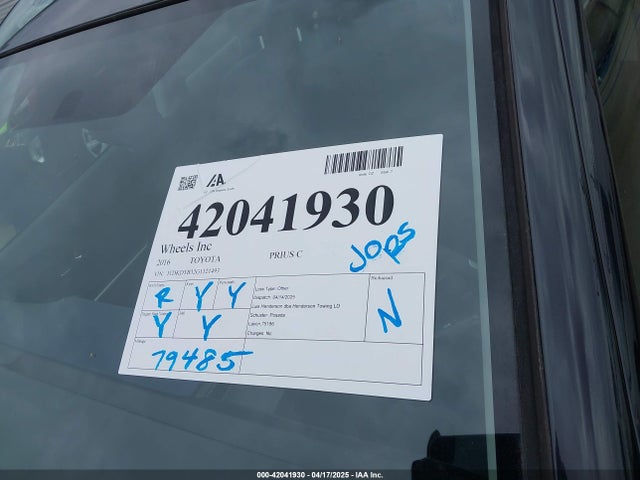 JTDKDTB32G1121493 Toyota Prius C Two