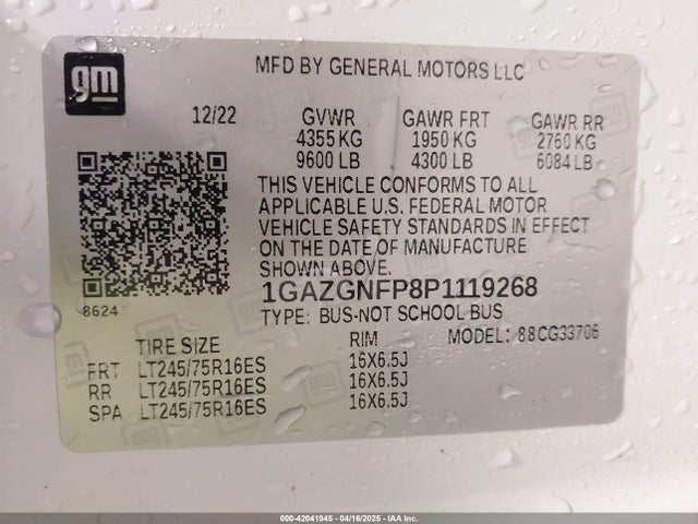 1GAZGNFP8P1119268 Chevrolet lv1