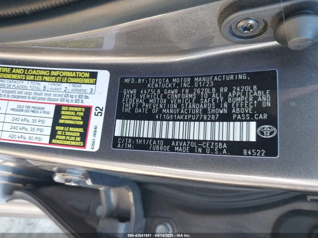 4T1G11AKXPU778287 Toyota CAMRY SE