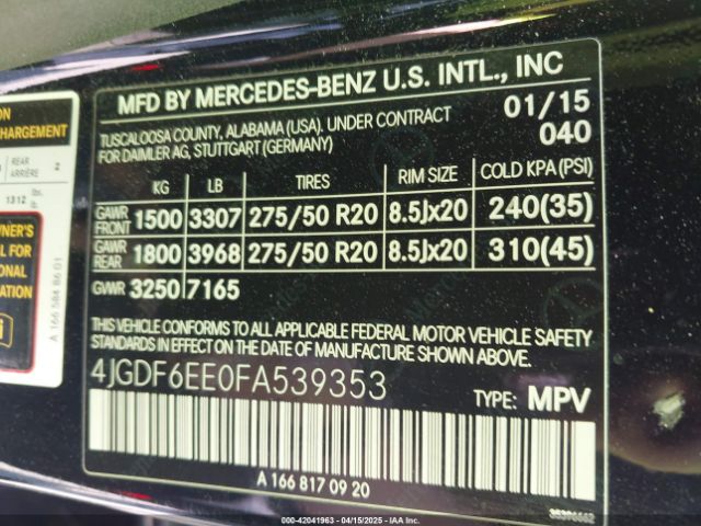 2015 MERCEDES-BENZ GL 450 4JGDF6EE0FA539353 Photo 8