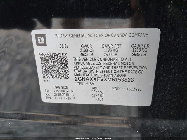 Chevrolet Equinox Awd Premier 2021 2GNAXXEVXM6153826 Image 9