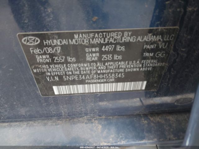 5NPE34AF8HH558345 Hyundai Sonata Sport