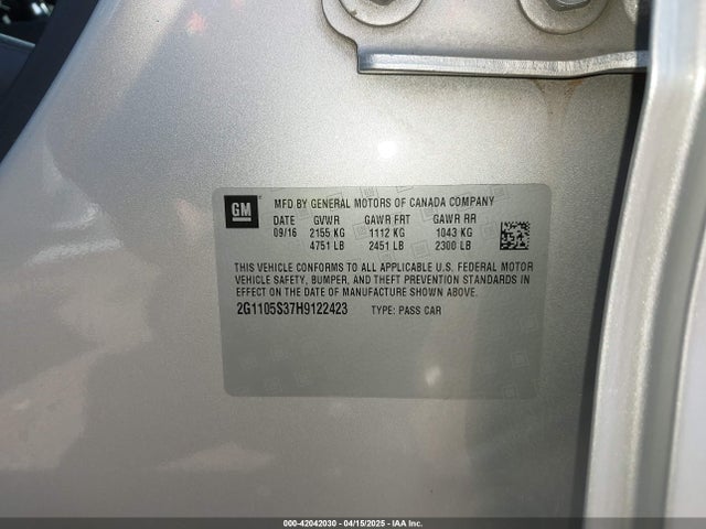 2G1105S37H9122423 Chevrolet IMPALA 1LT