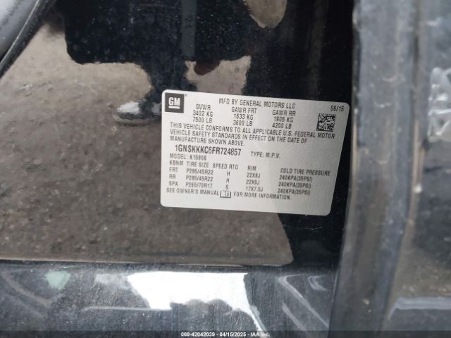 1GNSKKKC6FR724857 Chevrolet Suburban 1500 Ltz