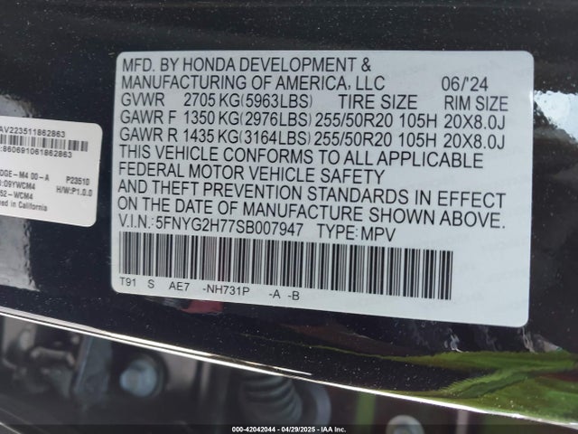 Honda Pilot Touring 2025 5FNYG2H77SB007947 Image 9