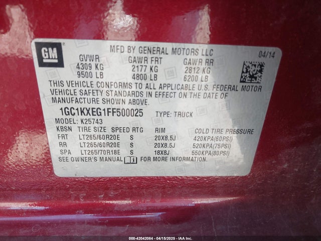 1GC1KXEG1FF500025 Chevrolet Silverado 2500hd High Country