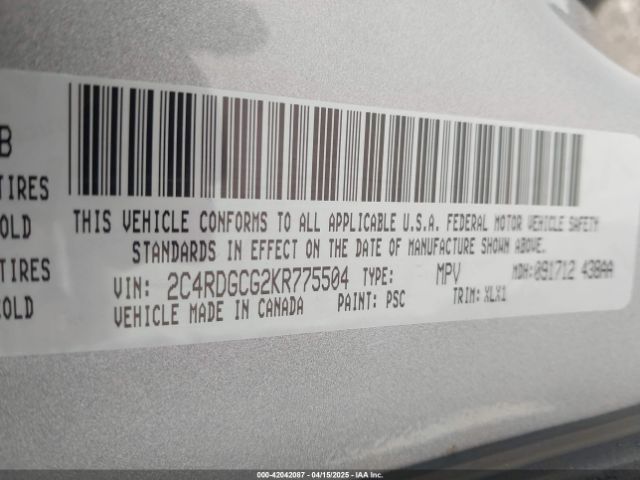 2C4RDGCG2KR775504 Dodge Grand Caravan Sxt