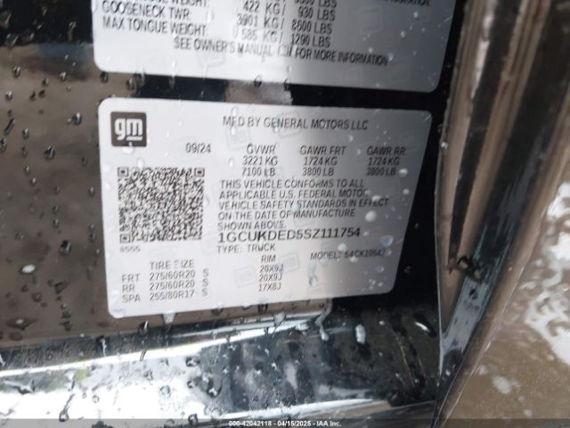 1GCUKDED5SZ111754 Chevrolet Silverado 1500 4wd  Standard Bed Lt