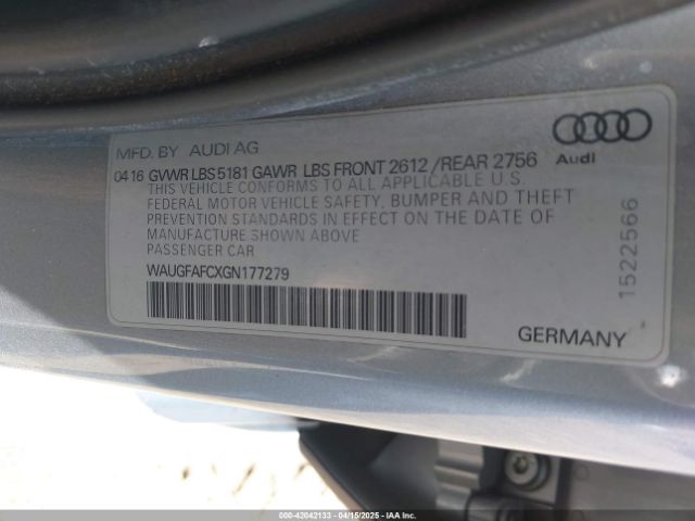 WAUGFAFCXGN177279 Audi A6 2.0t Premium Plus