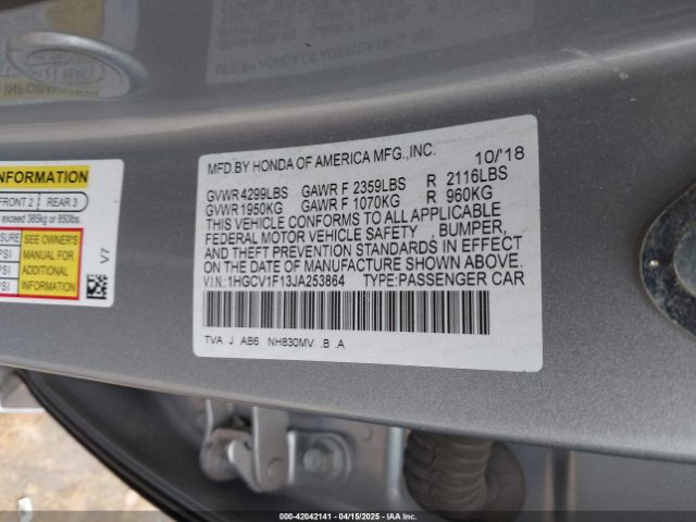 1HGCV1F13JA253864 Honda ACCORD LX