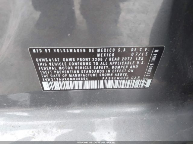 3VW217AUXGM008854 Volkswagen Golf Tsi S 4-door