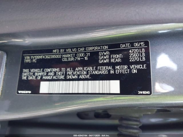 YV126MFK3G2395002 Volvo S60 T5 Drive-e Premier