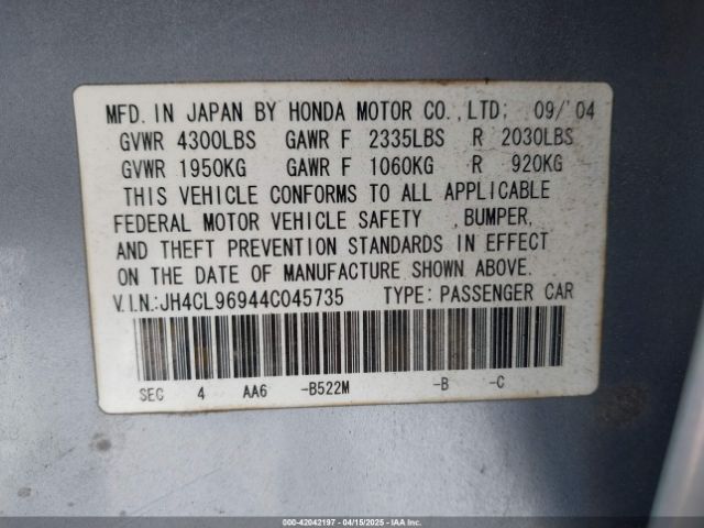 2004 ACURA TSX JH4CL96944C045735 Photo 8