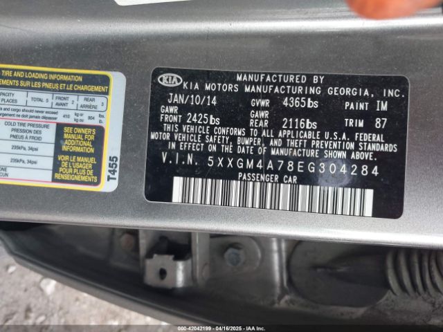 5XXGM4A78EG304284 KIA Optima Lx