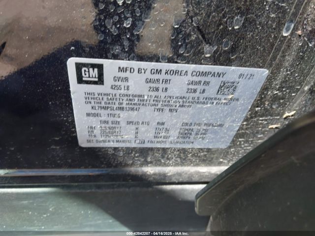 KL79MPSL4MB139647 Chevrolet Trailblazer Fwd Lt