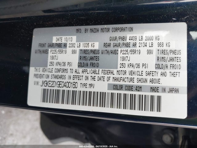 JM3KE2DY9E0400160 Mazda Cx-5 Grand Touring