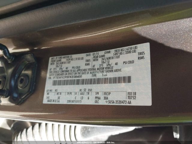 1FTEW1CP5FKE08400 Ford F-150 Xlt