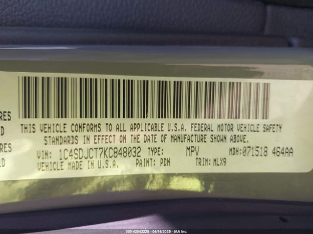 1C4SDJCT7KC848032 Dodge Durango R/t