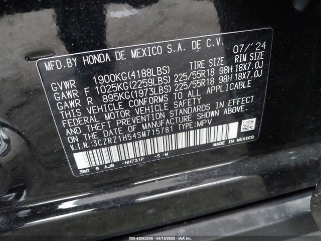 3CZRZ1H54SM715781 Honda k20z5