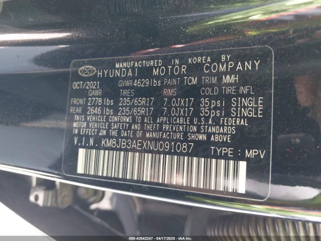 2022 HYUNDAI TUCSON KM8JB3AEXNU091087 Photo 8