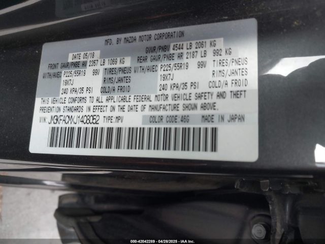 JM3KFACMXJ1408052 Mazda Cx-5 Touring