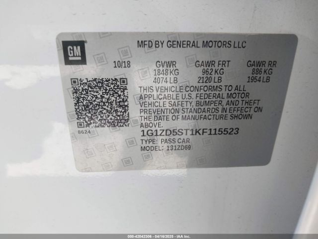1G1ZD5ST1KF115523 Chevrolet MALIBU LT