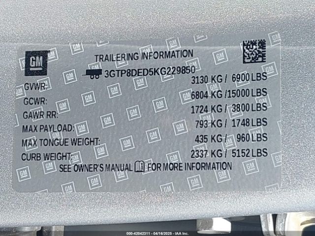 2019 GMC SIERRA 1500 3GTP8DED5KG229850 Photo 8