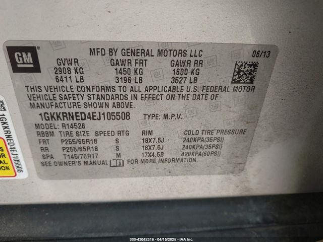 1GKKRNED4EJ105508 GMC Acadia Sle-1