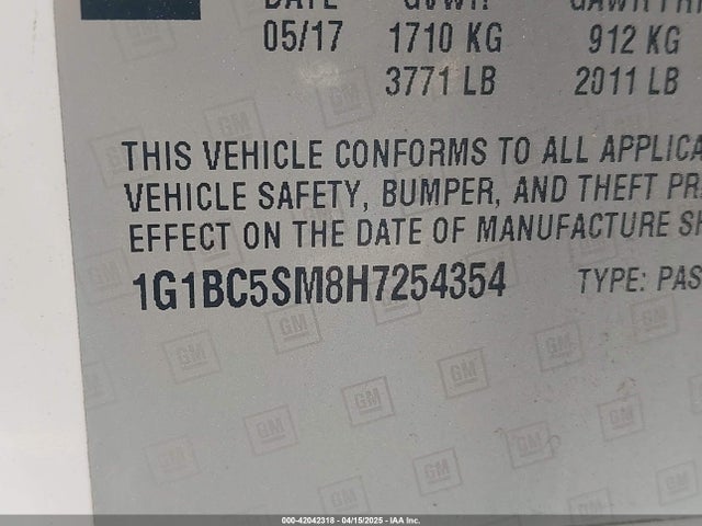 1G1BC5SM8H7254354 Chevrolet Cruze Ls Auto