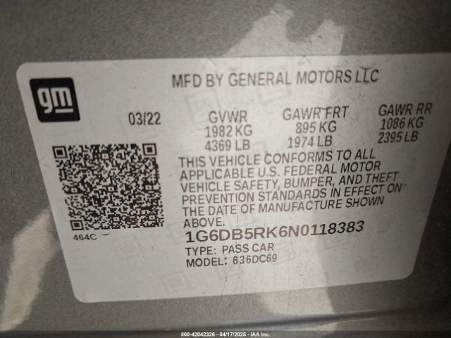 1G6DB5RK6N0118383 Cadillac Ct4 Premium Luxury