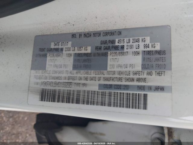 JM3KFACL5H0189296 Mazda Cx-5 Touring