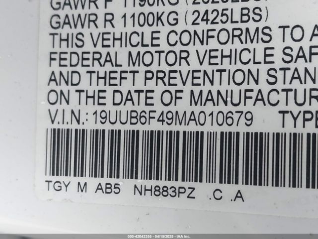 19UUB6F49MA010679 Acura Tlx Technology Package