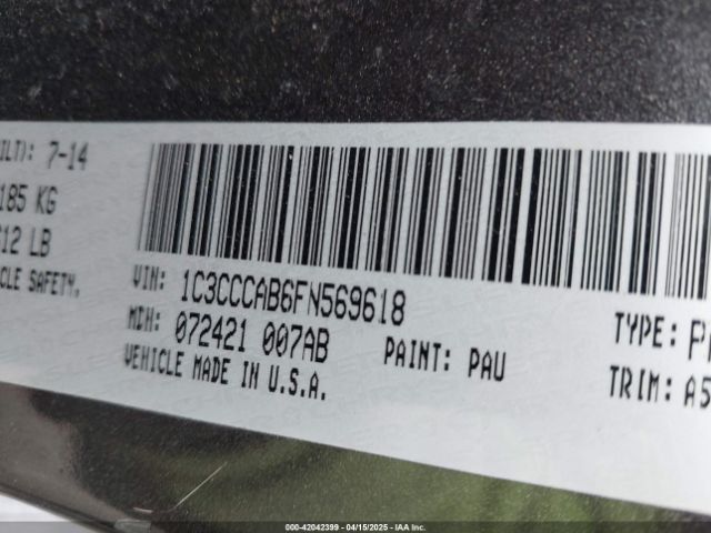 1C3CCCAB6FN569618 Chrysler 200 Limited