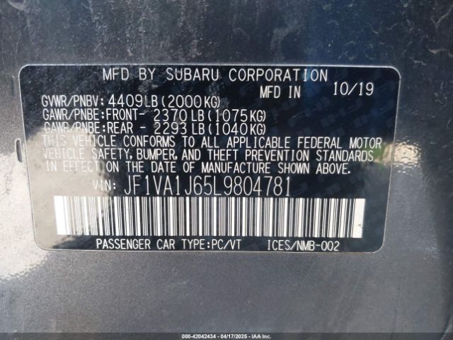 2020 SUBARU WRX JF1VA1J65L9804781 Photo 8