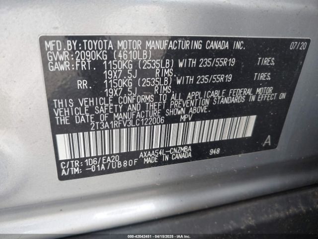 2T3A1RFV3LC122006 Toyota Rav4 Xle Premium