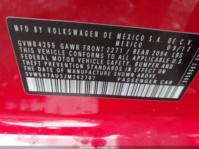 3VW547AU3JM262787 Volkswagen Golf GTI