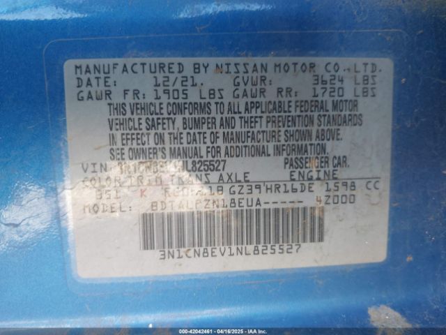 2022 NISSAN VERSA 3N1CN8EV1NL825527 Photo 8