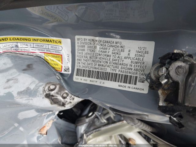 2HGFE2F59NH538033 Honda Civic Sport