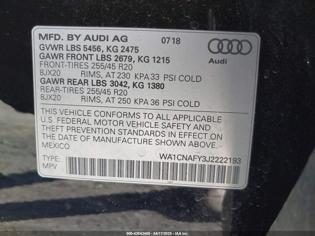 2018 AUDI Q5 WA1CNAFY3J2222193 Photo 8
