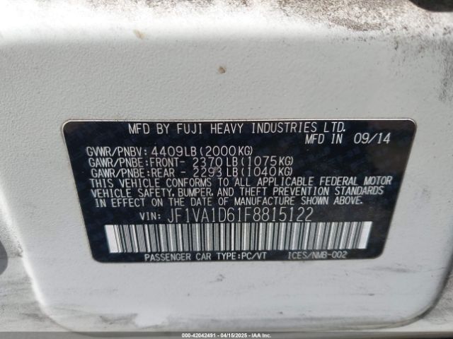 JF1VA1D61F8815122 Subaru Wrx Premium