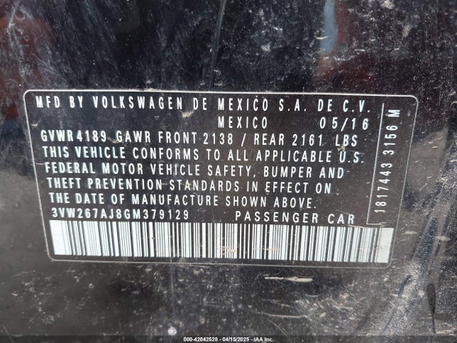 3VW267AJ8GM379129 Volkswagen Jetta 1.4t S