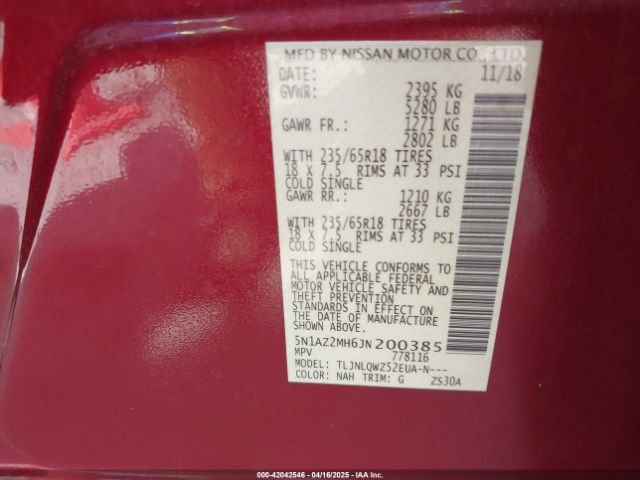 2018 NISSAN MURANO 5N1AZ2MH6JN200385 Photo 8