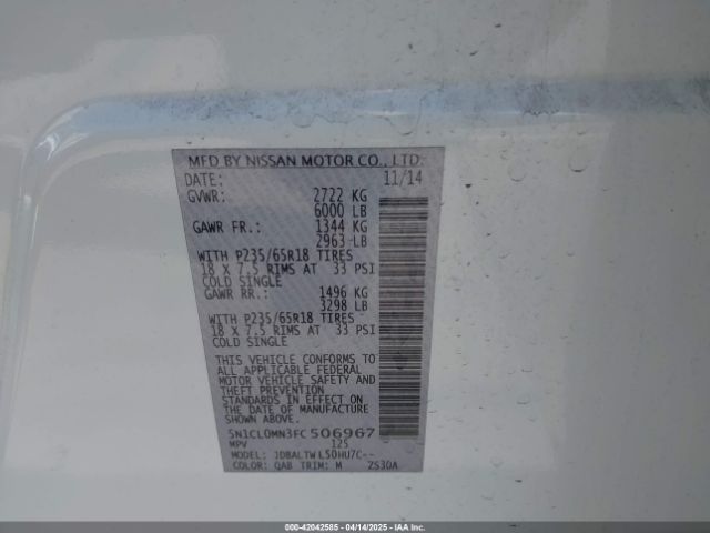 5N1CL0MN3FC506967 Infiniti Qx60 Hybrid