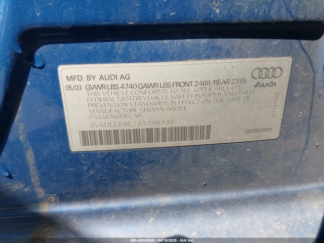 2003 AUDI A4 WAULC68E73A396334 Photo 8