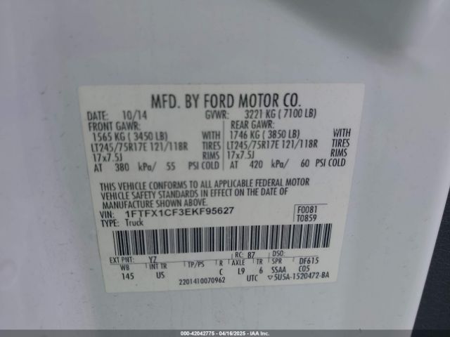 1FTFX1CF3EKF95627 Ford F-150 Xl