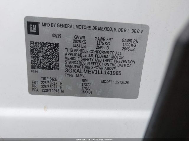3GKALMEV1LL141985 GMC Terrain Fwd Sle